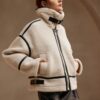 Anewsta Plus Fleece Thick Leather Patchwork Loose Short Jacket main 1