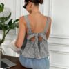 Serisse Summer New Arrival Women Blue White Striped Bowknot Back Halter Top main 1