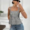 Serisse Summer New Arrival Women Blue White Striped Bowknot Back Halter Top main 4