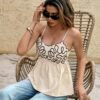 Serisse Womens Boho Shirred Cami Top Woven Fabric Spaghetti Strap Regular Length And Flared Hem main 3