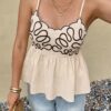 Serisse Womens Boho Shirred Cami Top Woven Fabric Spaghetti Strap Regular Length And Flared Hem main 6