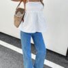 Serisse Womens Vacation And Leisure White Floral Jacquard Ruffle Hem Cami Tank Top Casual Daily WearSummer TopsCrop Tops WomenGoing Out Tops Women main 2